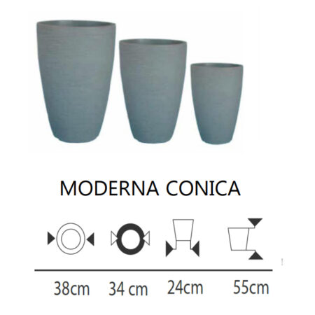 Maceta Cónica Moderna Cemento 38 cms