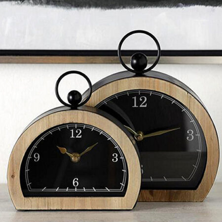 RELOJ MESA DE MADERA/METAL SETx2